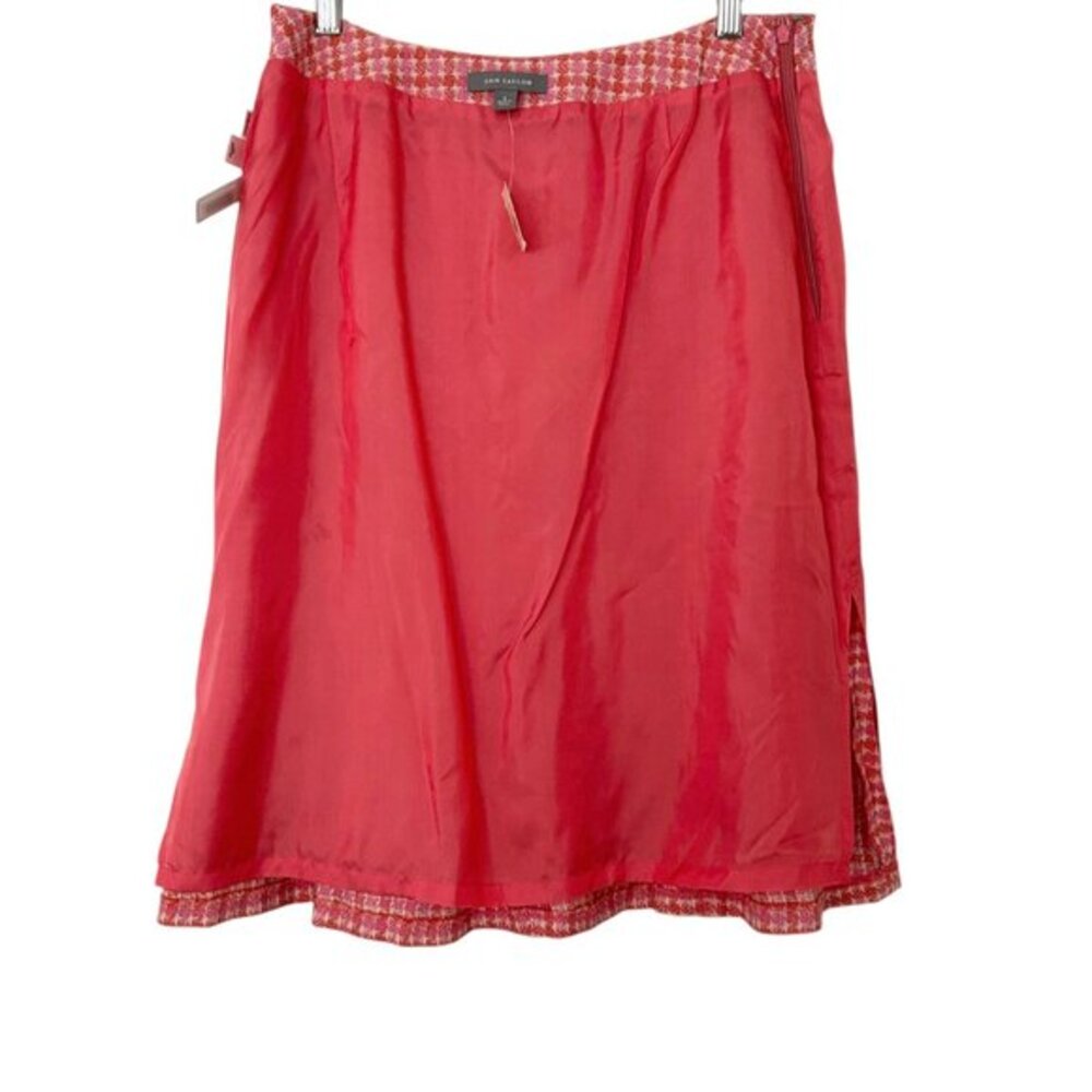 Ann Taylor Linen Blend Pink Orange Tweed Flared‎ Skirt NWT (8) - Picture 7 of 16